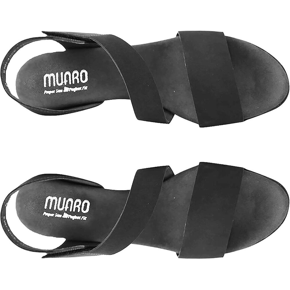 Munro Walking Chic Lucia Black Nubuck Heel Sandals Comfort Dress Shoes Size 7